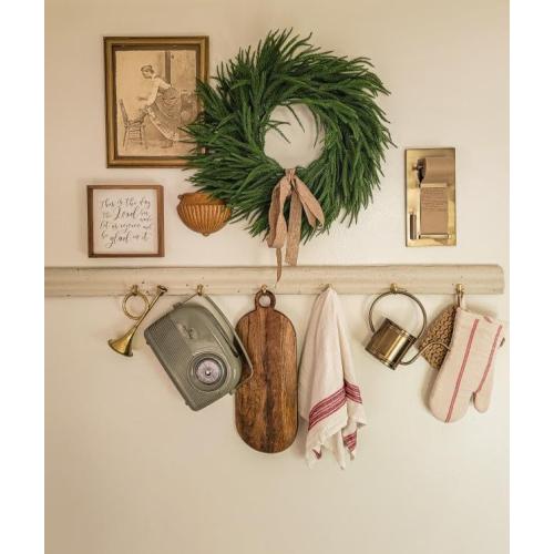 Christmas Wreaths for Front Door 24 Inch Norfolk Pine Wreath for All Seasons Artificial Green Wreath Holiday Decoration for Indoor Outdoor Home Decor