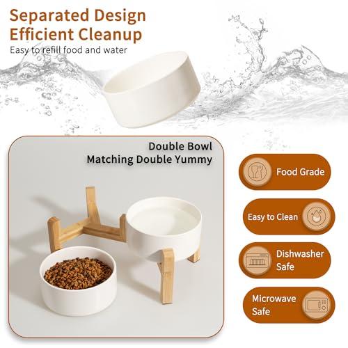 Elevated Ceramic Dog Bowl, 3.6 Cups Dog Food and Water Bowl Set with Stand