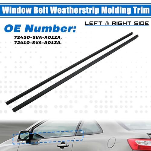 Weather Stripping Window Molding Trim Seal Left and Right Door Belt Moldings Compatible with Honda Civic Coupe 2D 2006-2011 Replace# 72410-SVA-A01ZA 72450-SVA-A01ZA