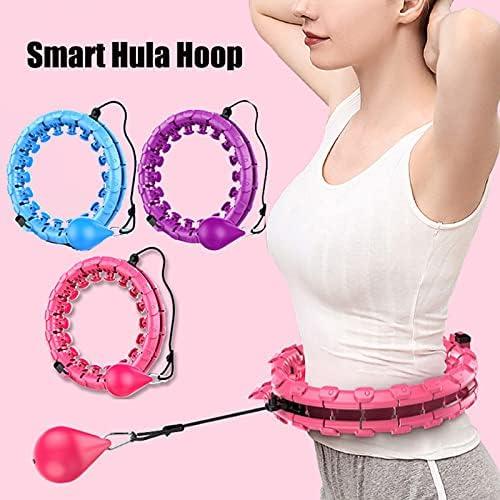 Smart Weighted Hoola Fitness Hoops for Adults Weight Loss, 24 Detachable Knots, 2 in 1 Adomen Fitness Message (PURPLE)