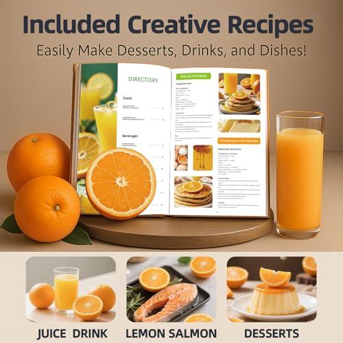 Keerain Electric Orange Juicer, Hand-Free Citrus Juicer Machine with Cleaning Brush, High-Performance Automatic Juice Squeezer for Oranges, Lemons, and Limes, Easy to Clean & Use