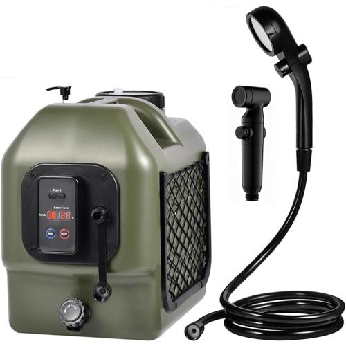 Portable Camp Shower 5-Gallon 8 Hours Battery Life Cordless Electric Rechargeable Food-Grade Water Tank for Camping Pressure Washer for Garden & Pet Cleaning