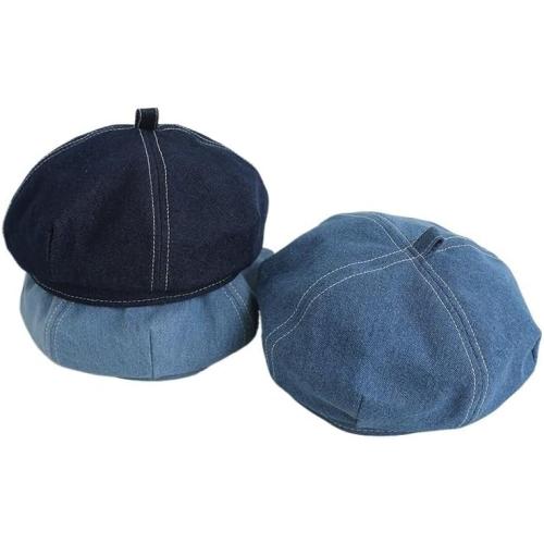 Student Denim Octagonal Beret Men's Women's Casual Painter's Hat