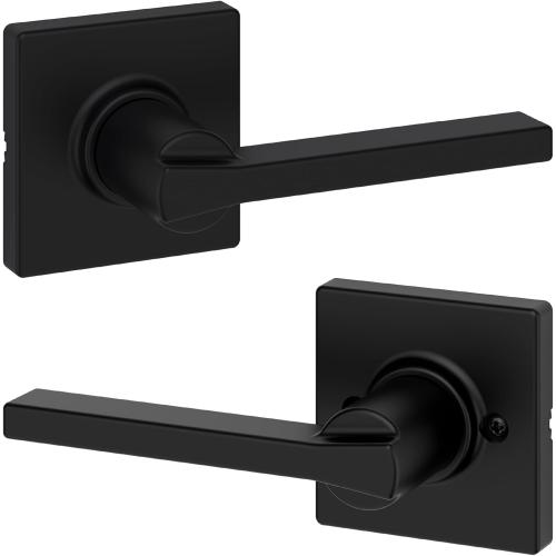 Kwikset Casey Interior Passage Door Handle, Lever For Closet and Hallway Doors, Reversible Non-Locking Handle Lever, Matte Black , with Microban Protection