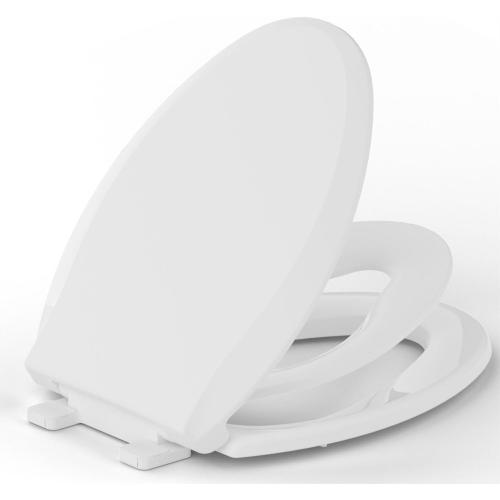 Size 18.5 Toilet Seat With Toddler Seat Built in, ELONGATED, Slow-Close, Potty Training For Kids, Easy To Install And Clean, Toddler Toilet Seat Attachment, Never Loosen, White, Oval(18.5)
