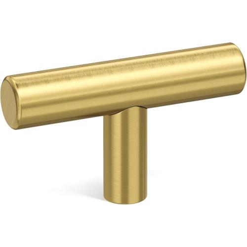Goldenwarm 10 Pack Gold Cabinet Knobs Brushed Brass Drawer Knobs Gold Dresser Hardware - LS201GD Single Hole Handles for Kitchen Cupboard Doors Closet Hardware 2in Overall Length