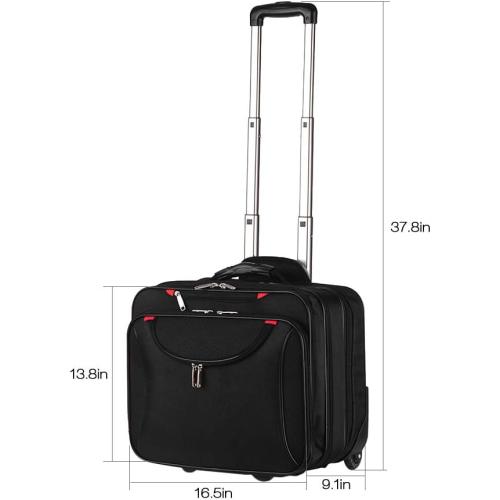 Size 14.1in 15.6in Color Black  Rolling Briefcase Rolling Laptop Bag Computer Case with Wheels Mobile Office Carry On Luggage for 14.1in 15.6in Business Notebook for Women Men