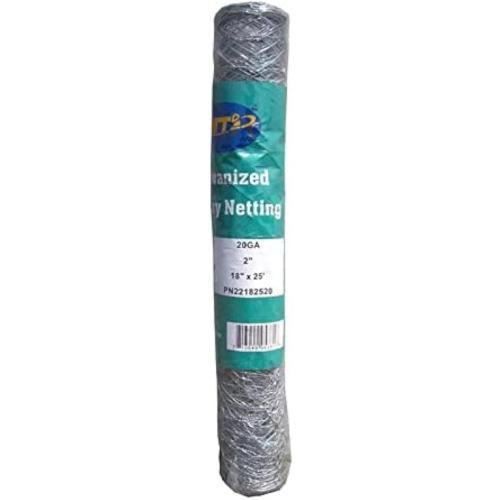 20GA Galvanized Hexagonal Poultry Netting Chicken Wire 18 in x 25 ft x 2 in Mesh