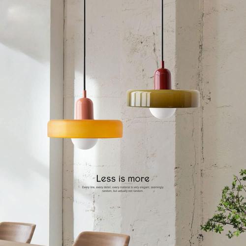 Mid Century Modern Pendant Light Orange Green Glass Hanging Light Nordic Large Single Lamp Vintage Farmhouse Dining Room Chandelier Over Table Kitchen Island Bedroom Hallway Restaurant