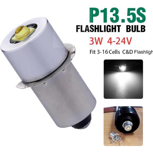 TRLIFE LED Flashlight, Maglight LED Replacement for 3-16 C&D Cells, 3W 12V-18V Bulbs (1 Pack)