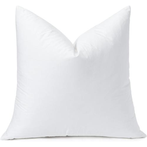 OTOSTAR Pack of 1 Down and Feather Throw Pillow Inserts, 24 x 24 Soft Fluffy Square Pillow Inserts with 100% Cotton Cover Decorative Pillows for Sofa Couch Bed-White