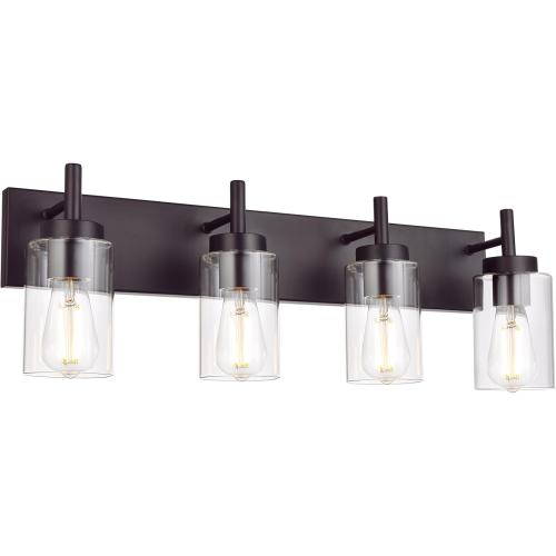 4 Lights Bathroom Vanity Light Fixture Oil Rubbed Bronze Sconces Wall Lighting Industrial Indoor Wall Mounted Lamp, Farmhouse Style for Kitchen Dining Room (Patent No.: US D958,438 S)