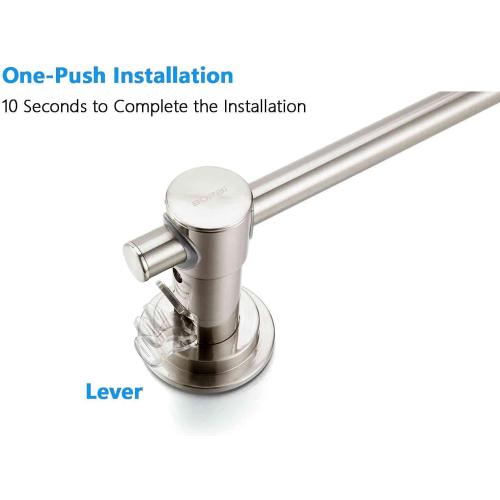 BOPai 24 inch Vacuum Suction Cup Towel Bar, Removeable Shower Mat Rod Shower Door Adhesive Towel Bar Suction Towel Rack, Brushed Nickel