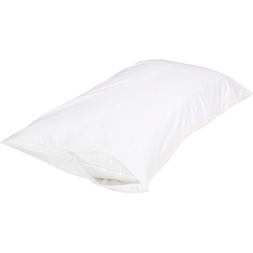 Amazon Basics King Pillow Protector with Zipper, Breathable 100% Cotton Hypoallergenic, Tight Weave, Machine Washable, White, 37 x 21 Inches, Pillows Not Included
