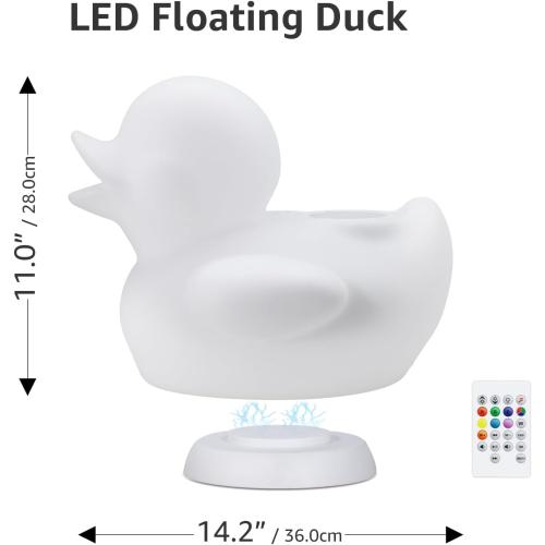 uuffoo Floating Pool Lights Speaker, LED Duck-Shaped Bluetooth Pool Speaker with Remote Control, IPX7 Waterproof Rechargeable Floating Speaker Light for Pool, Hot Tub, Patio and Outdoor Party