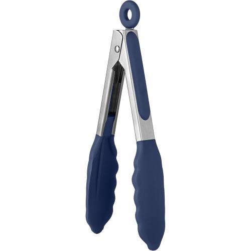 600ºF Heat Proof Kitchen Tong: U-Taste 7 Silicone Cooking Tong with Firm Sealed Non Stick Rubber Tips & Silicon Coated 18/8 Stainless Steel Handle & Smooth Locking for Serving Salad (Midnight Blue)