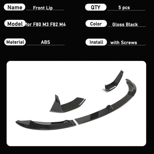 Front Bumper Lip Splitter Spoiler for BMW M3 F80 & M4 F82 F83 2015-2020 Carbon Fiber Pattern Lightweight Polyurethane Body Kit Enhances Aerodynamics & Performance