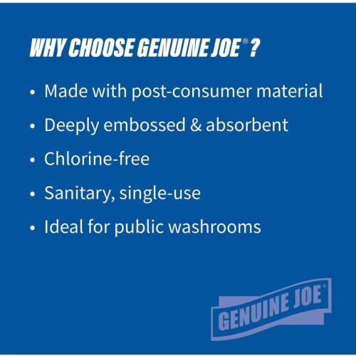 Genuine Joe Multifold Hand Towels, 9.5 x 9.10, 1-Ply, White, 250/Pack, 16 Count