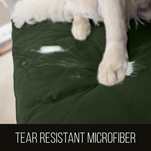 Sofa Shield® Couch Slip Covers for Dogs, Reversible Furniture Protector with Strap, Stain and Tear Resistant Cushion Cover, Machine Washable Slipcover Pets, Cats, Hunter Green Sage‼️ animal hair and spots ‼️
