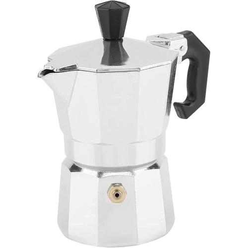 Aluminum Espresso Stovetop Coffee Maker Silver 1 Cup Moka Pot Cuban Coffee Maker (Brandello Express)