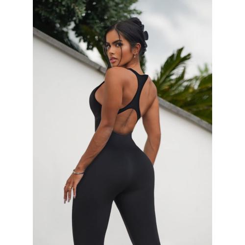 OLCHEE Womens XL Workout Jumpsuits Seamless Yoga Gym Bodycon Rompers Sexy Racerback Tummy Control Padded Bra Unitard