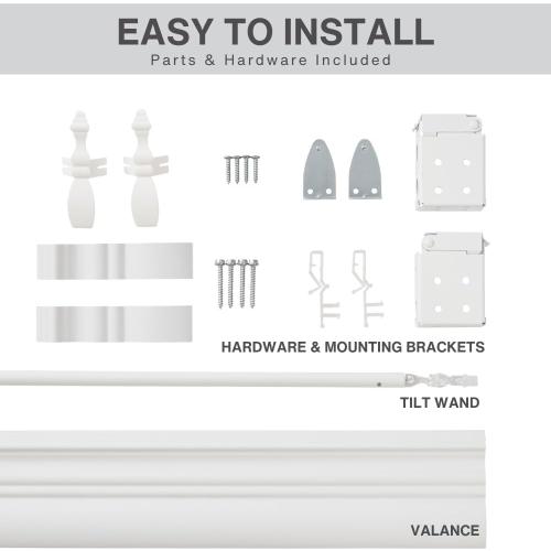 Lotus & Windoware Cordless, 2 Inch Faux Wood Blind, 24 Wide x 42 Long, Window Blinds, Blinds & Shades, Blinds for Indoor Windows, Smooth, Bright White - 24 x 42,Bright White
