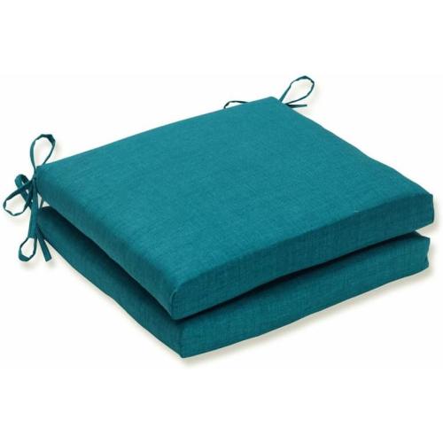 Pillow Perfect Rave Solid Indoor/Outdoor Patio Seat Cushions Plush Fiber Fill, Weather and Fade Resistant, Square Corner - 20 x 20, Green, 2 Count