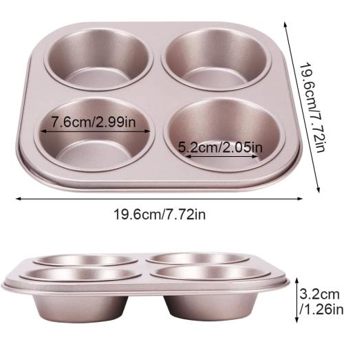 4 Cup Muffin Pan Baking Tray- Non-Stick Cupcake Tin Mold - Carbon Steel Cake Mould For Home, Cafe Bar and Restaurant(champagne)
