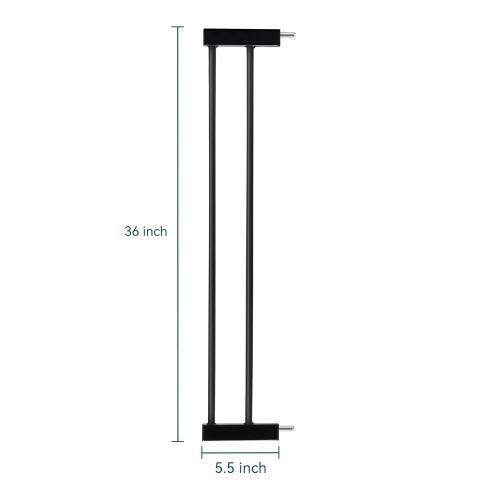 Black BABELIO Metal Baby/Dog Gate Extender, 5.5inch (14cm) Black Pet Gate Extension, Extra Wide Pet Gate Accessories for Stairs & Doorways, NO Need Tools NO Drilling, 36 Tall