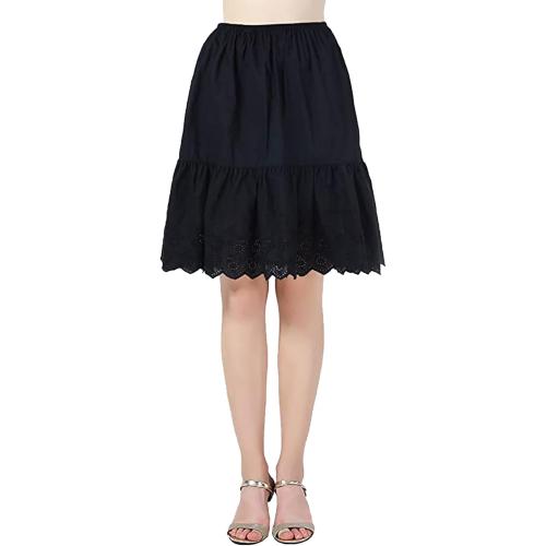 BEAUTELICATE Half Slip Skirt Extender 100% Cotton Vintage Underskirt with Lace Embroidery medium