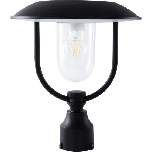 LUTEC Solar Lamp Post Light Outdoor, Dusk to Dawn Exterior Pole Lights Head for Pier and Pole Mount, Waterproof Black Solar Post Fixture for Garden, Patio, Pathway