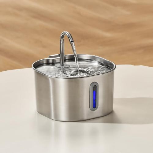 KittySpout Stainless Steel Cat Water Fountain Automatic Drinking Fountain, Quiet Circulating Water Bowl, Dishwasher Safe, Indoor Pet Fountain for Hydrated Healthy Cats (Stainless Steel, 2.2L Corded)