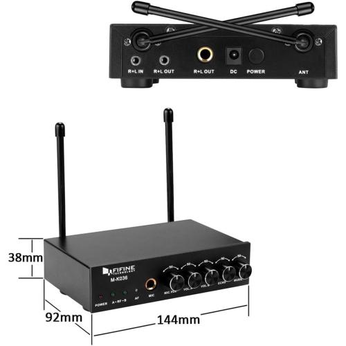 FIFINE UHF Dual Channel Wireless Handheld Microphone, Easy-to-use Karaoke Wireless Microphone System-K036