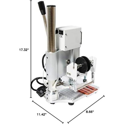 5x7cm Digital Embossing Machine Hot Foil Stamping Machine Manual Tipper Stamper for PVC Leather Pu and Paper Stamping with Paper Holder and Scale