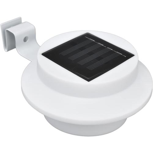 Solar Powered LED Gutter Lights 3 LED Deck Gutter Solar Lights Outdoor Waterproof LED Garden Yard Wall Lamp with Bracket for Fence Wall Stair Step Landscape Pathway, White Night Utility Security Light