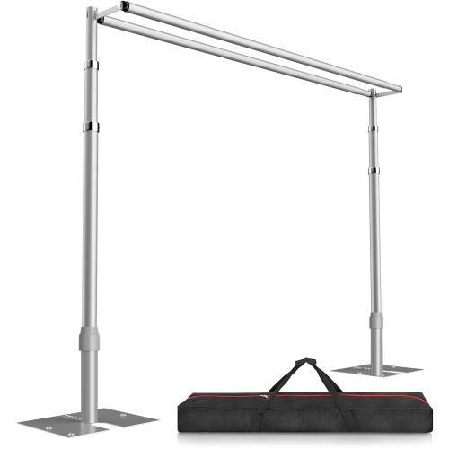 EMART Backdrop Stand Heavy Duty 10x10Ft, Double Crossbar Pipe and Drape Photo Background Support Kit, Adjustable Metal Frame with Flat Base for Wedding Birthday Party Decoration