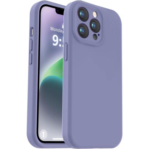 Vooii Compatible with iPhone 13 Pro Case, Liquid Silicone Upgrade [Camera Protection] [Soft Anti-Scratch Microfiber Lining] Shockproof Phone Case for iPhone 13 Pro 6.1 inch - Lavender Grey