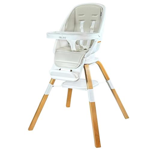 WHITE AND GREY Turn-A-Tot High Chair for Babies and Toddlers, 2 in 1 Wooden Portable Baby Feeder or Adjustable Child's Seat with 360 Degree Swivel, Removable Tray, and Pad (Grey Taupe)