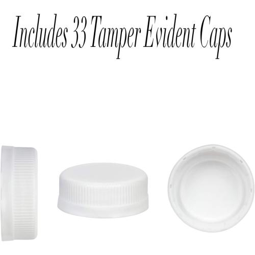 16 Oz Empty Plastic Juice Bottles with Tamper Evident Caps – 33 Pack Drink Containers - Great for Homemade Juices, Milk, Smoothies, Tea and Other Beverages - Food Grade BPA Free