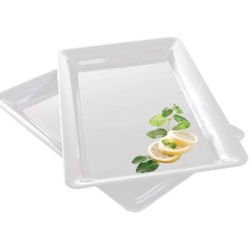 Size 12 x 18 4 Rectangle White Zappy Plastic Heavy Duty Serving Trays 12 x 18 Decorative Wedding & Party Platters
