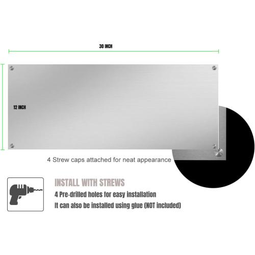 Size 12 By 30 Stainless Steel Stove Backsplash, Reversible Ultra Flat Splatter Guard Range Hood Backsplash, Easy Clean Wall Shield Magnetic Metal Panel