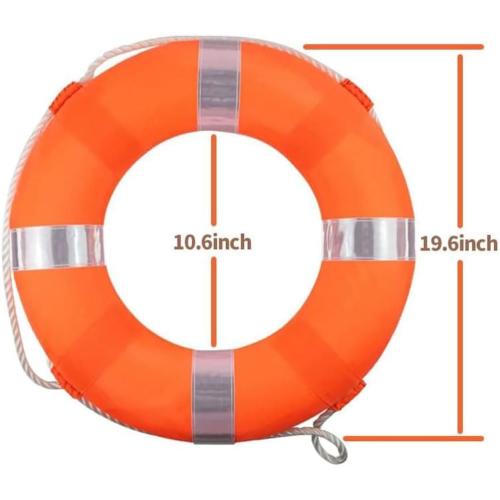 Size 20 Inch Color Orange Life Preserver Ring with Water Floating Lifesaving Rope 98.4FT Set, Swim Foam Buoy Swimming Pool Safety Throwing Ring Rope Rescue Lifeguard Wall Decoration