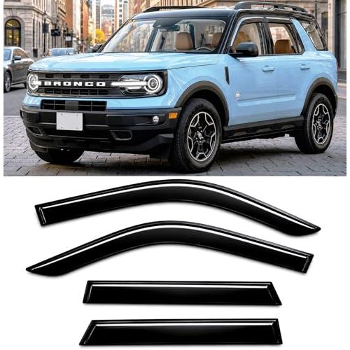 2021-2026 Tape-On Rain Guards for Ford Bronco Sport Side Window Visor Deflectors Sport Big Bend Outer Banks Badlands Heritage 2022 2023 2024 2025