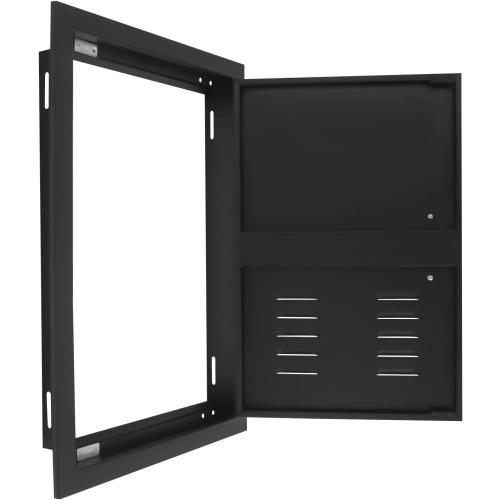 BBQ Access Door Black with Air Vents, 16.93*24.02in Kitchen Access Doors, Flush Mount Single Vertical Door with Handle for Outdoor Kitchen Commercial BBQ Island(Black, 16.93*24.02in with Air Vents)