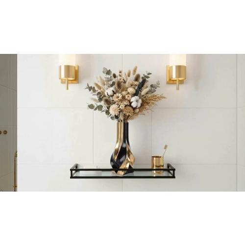 10.6 Black and Gold Ceramic Vase, Modern Geometric Flower Vase for Dining Table Centerpiece, Elegant Decorative Vase for Pampas Grass, Living Room, Bedroom, Office, Tabletop Decoration