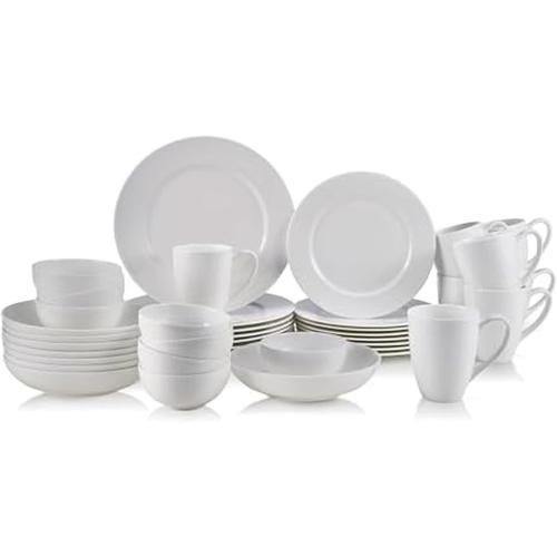Mikasa Annabelle Bone China Dinnerware Set, 40-Piece Service for 8, White Hobnail Detail, Dinner Plates, Salad Plates, Bowls and Mugs, Dishwasher and Microwave Safe‼️light dirt and incomplete‼️