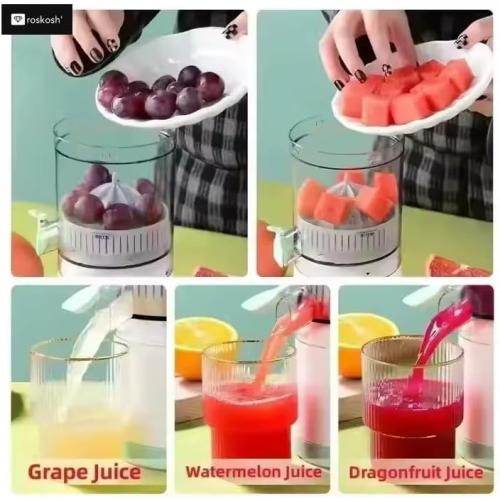 Portable Electric Citrus Juicer – Rechargeable High Power Stainless Steel Orange, Lemon Juicer; Limes & Grapefruit – One-Touch Automatic Fruit Squeezer – Compact & Easy to Clean BPA-free