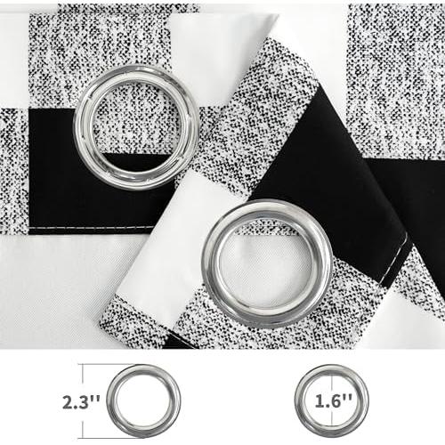 DriftAway Buffalo Plaid Check Curtains Black and White Buffalo Checkered Blackout Curtains for Farmhouse Bedroom Living Room Darkening Thermal Country Window Treatment Curtains 2 Panels 96 Inch Long