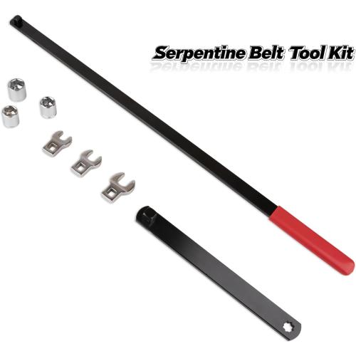 8PCS Serpentine Belt Tool Kit, Belt Tensioner Wrench Set 3/8 & 1/2 Drive for Automotive Engine Maintenance