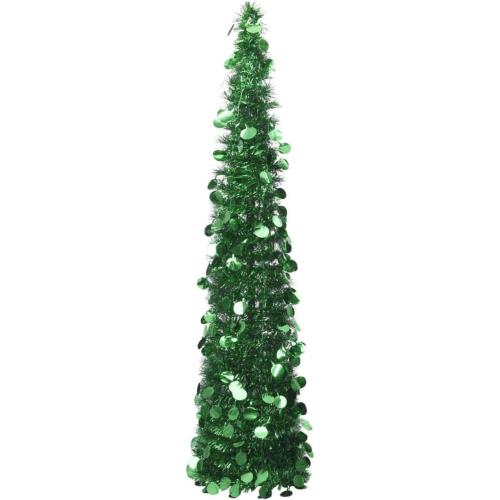 Pop-up Artificial Christmas Tree, Collapsible Pencil Artificial Christmas Tree, Small Pencil Christmas Tree for Home Holiday, Green 5 ft PET,-625